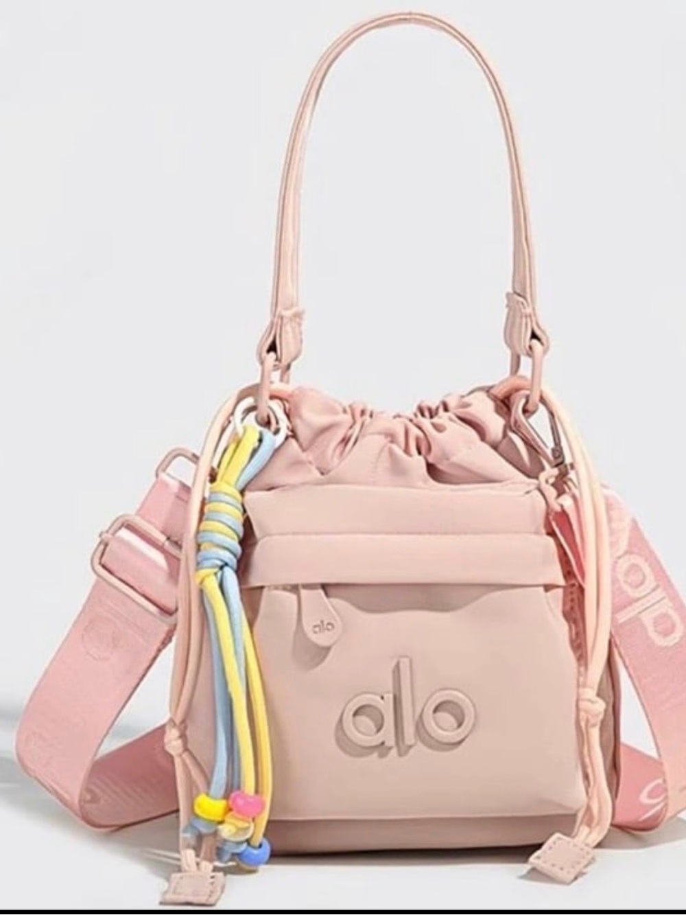 ALO Yoga Blush Pink Drawstring Mini Bucket Bag - Picture 1 of 16
